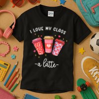 Teachers Valentine Day I Love My Class A Latte Coffee Kids T-Shirt