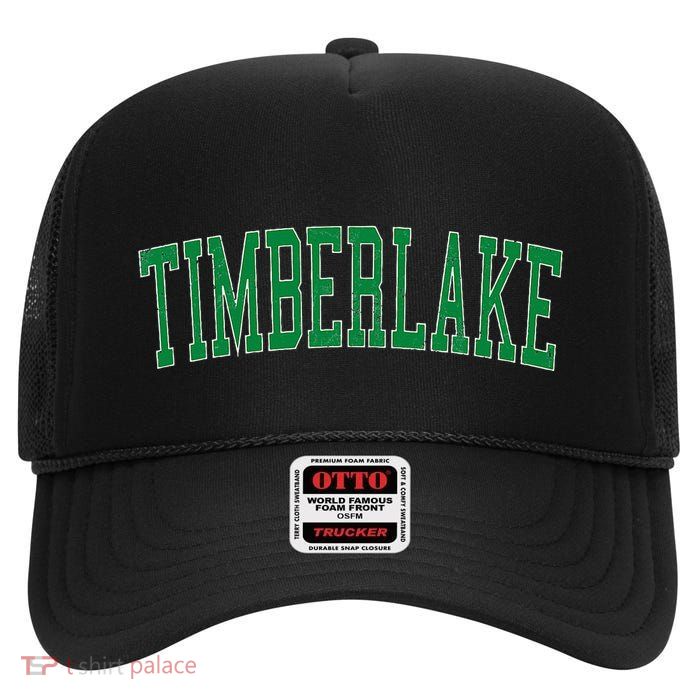 Timberlake Va Distressed Green Varsity Style High Crown Mesh Back Trucker Hat