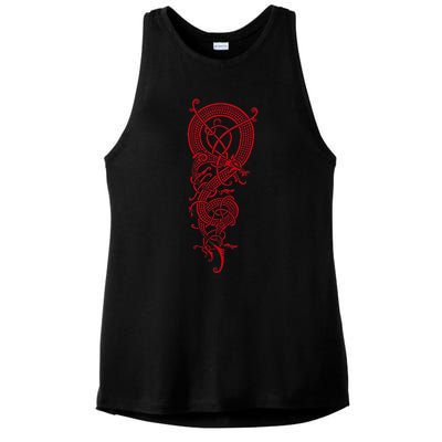 The Viking Dragon Fafnir Norse Mythology Dragon Ladies PosiCharge Tri-Blend Wicking Tank