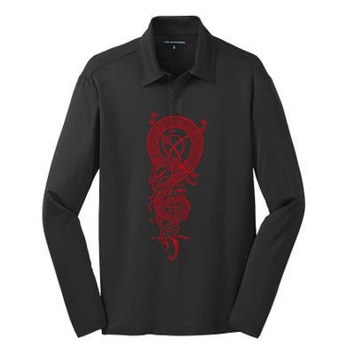 The Viking Dragon Fafnir Norse Mythology Dragon Silk Touch Performance Long Sleeve Polo