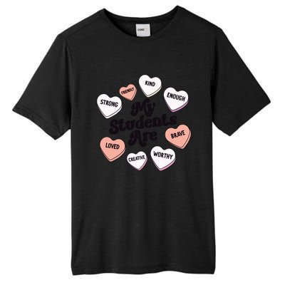 Teacher Valentines Day Positive Affirmations Candy Hearts Tall Fusion ChromaSoft Performance T-Shirt