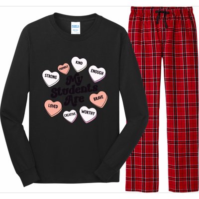 Teacher Valentines Day Positive Affirmations Candy Hearts Long Sleeve Pajama Set