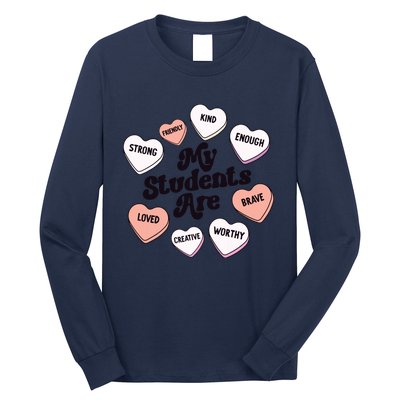 Teacher Valentines Day Positive Affirmations Candy Hearts Long Sleeve Shirt