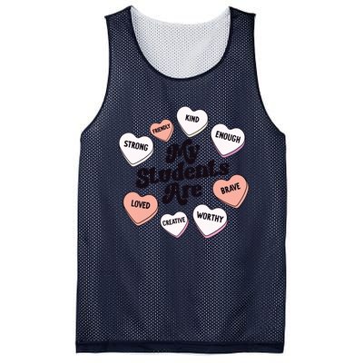 Teacher Valentines Day Positive Affirmations Candy Hearts Mesh Reversible Basketball Jersey Tank