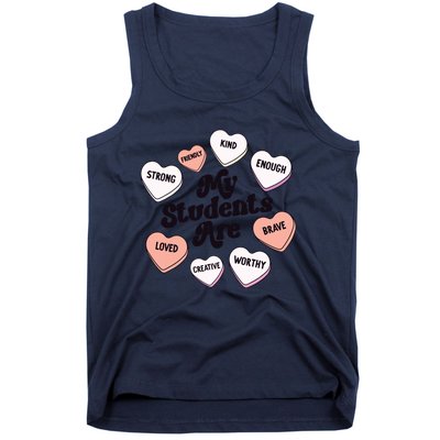 Teacher Valentines Day Positive Affirmations Candy Hearts Tank Top