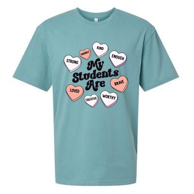 Teacher Valentines Day Positive Affirmations Candy Hearts Sueded Cloud Jersey T-Shirt