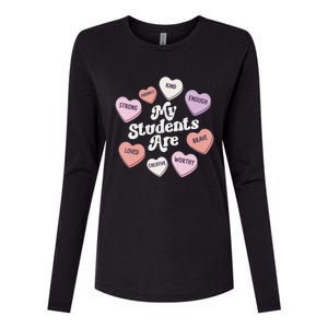 Teacher Valentines Day Positive Affirmations Candy Hearts Womens Cotton Relaxed Long Sleeve T-Shirt