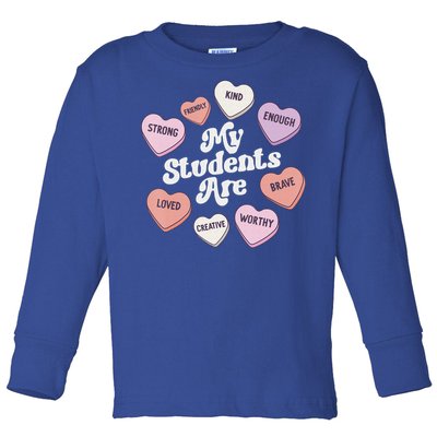 Teacher Valentines Day Positive Affirmations Candy Hearts Toddler Long Sleeve Shirt