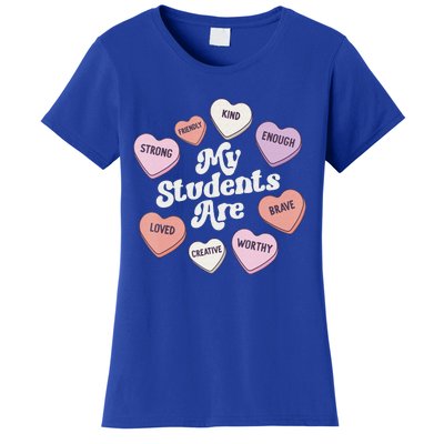 Teacher Valentines Day Positive Affirmations Candy Hearts Women's T-Shirt