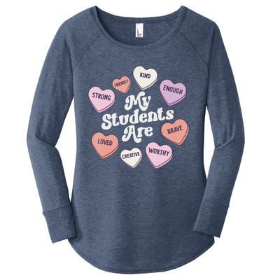 Teacher Valentines Day Positive Affirmations Candy Hearts Women's Perfect Tri Tunic Long Sleeve Shirt