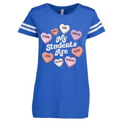 Teacher Valentines Day Positive Affirmations Candy Hearts Enza Ladies Jersey Football T-Shirt