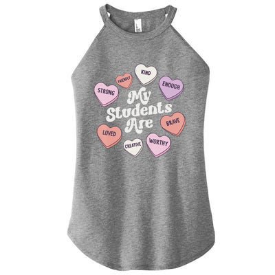 Teacher Valentines Day Positive Affirmations Candy Hearts Women's Perfect Tri Rocker Tank