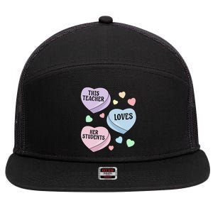 Teacher Valentine's Day THIS TEACHER LOVES HER STUDENTS 7 Panel Mesh Trucker Snapback Hat