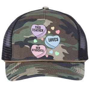 Teacher Valentine's Day THIS TEACHER LOVES HER STUDENTS Retro Rope Trucker Hat Cap