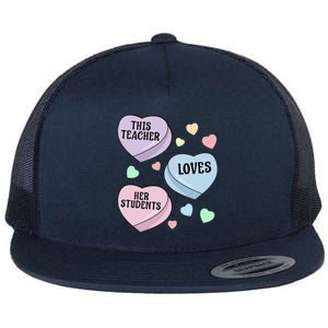 Teacher Valentine's Day THIS TEACHER LOVES HER STUDENTS Flat Bill Trucker Hat