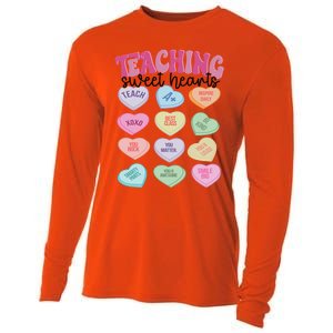 Teacher Valentine Day Retro Teaching Sweethearts Candy Heart Gift Cooling Performance Long Sleeve Crew