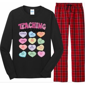 Teacher Valentine Day Retro Teaching Sweethearts Candy Heart Gift Long Sleeve Pajama Set