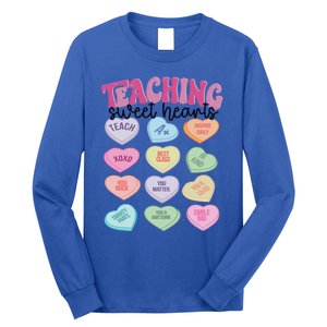 Teacher Valentine Day Retro Teaching Sweethearts Candy Heart Gift Long Sleeve Shirt