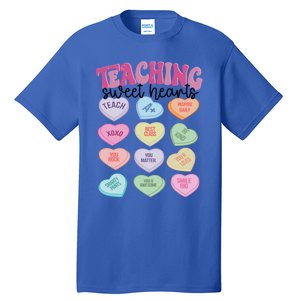 Teacher Valentine Day Retro Teaching Sweethearts Candy Heart Gift Tall T-Shirt