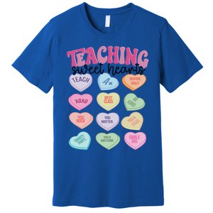 Teacher Valentine Day Retro Teaching Sweethearts Candy Heart Gift Premium T-Shirt