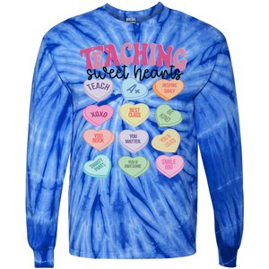 Teacher Valentine Day Retro Teaching Sweethearts Candy Heart Gift Tie-Dye Long Sleeve Shirt