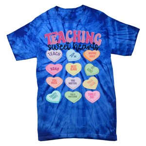 Teacher Valentine Day Retro Teaching Sweethearts Candy Heart Gift Tie-Dye T-Shirt