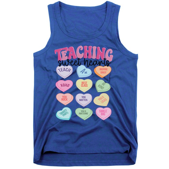 Teacher Valentine Day Retro Teaching Sweethearts Candy Heart Gift Tank Top