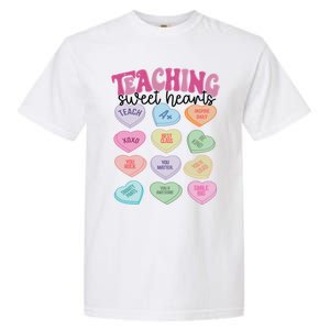 Teacher Valentine Day Retro Teaching Sweethearts Candy Heart Gift Garment-Dyed Heavyweight T-Shirt