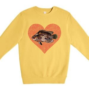 Tripletail Valentines Day Fish Love Fingerprint Cool Gift Premium Crewneck Sweatshirt