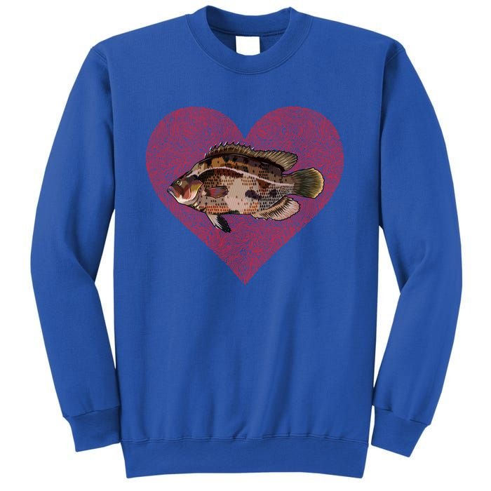 Tripletail Valentines Day Fish Love Fingerprint Cool Gift Sweatshirt