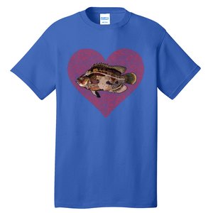 Tripletail Valentines Day Fish Love Fingerprint Cool Gift Tall T-Shirt