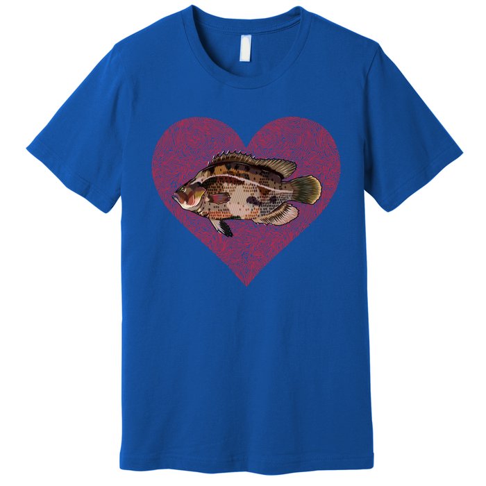 Tripletail Valentines Day Fish Love Fingerprint Cool Gift Premium T-Shirt