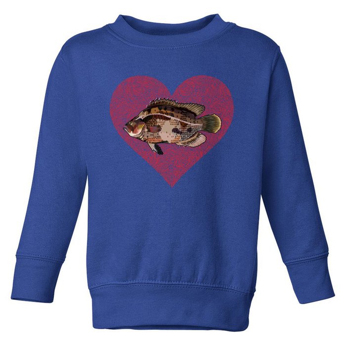 Tripletail Valentines Day Fish Love Fingerprint Cool Gift Toddler Sweatshirt