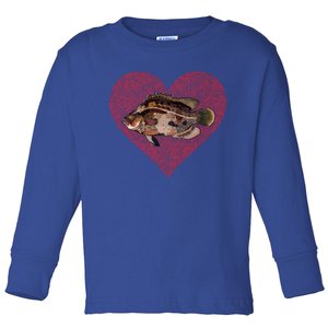 Tripletail Valentines Day Fish Love Fingerprint Cool Gift Toddler Long Sleeve Shirt