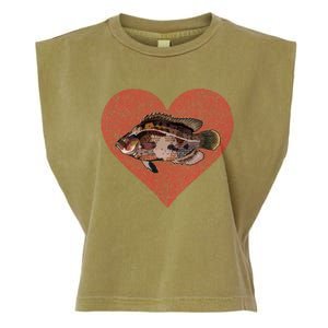 Tripletail Valentines Day Fish Love Fingerprint Cool Gift Garment-Dyed Women's Muscle Tee