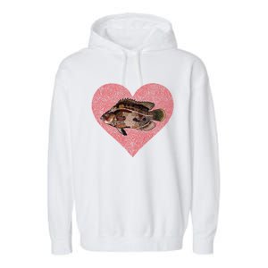 Tripletail Valentines Day Fish Love Fingerprint Cool Gift Garment-Dyed Fleece Hoodie