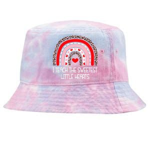 Teacher Valentines Day I Teach The Sweetest Hearts Rainbow Tie-Dyed Bucket Hat