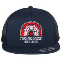 Teacher Valentines Day I Teach The Sweetest Hearts Rainbow Flat Bill Trucker Hat