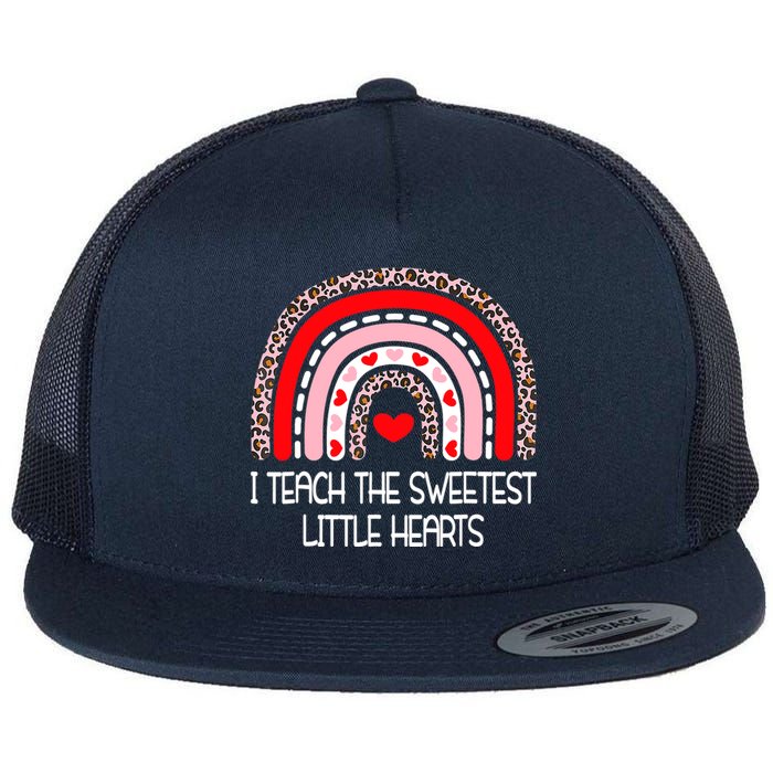 Teacher Valentines Day I Teach The Sweetest Hearts Rainbow Flat Bill Trucker Hat