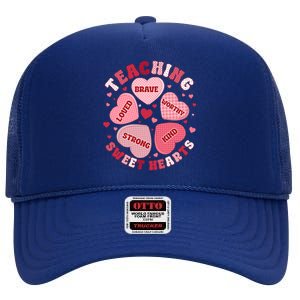 Teacher ValentineS Day Teaching Sweethearts Candy Positive Funny Gift High Crown Mesh Back Trucker Hat