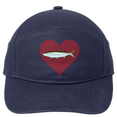 Tarpon Valentines Day Fish Love Fingerprint Gift 7-Panel Snapback Hat