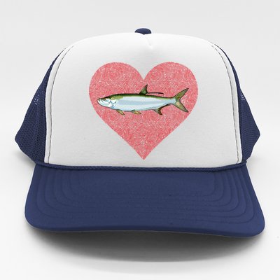 Tarpon Valentines Day Fish Love Fingerprint Gift Trucker Hat