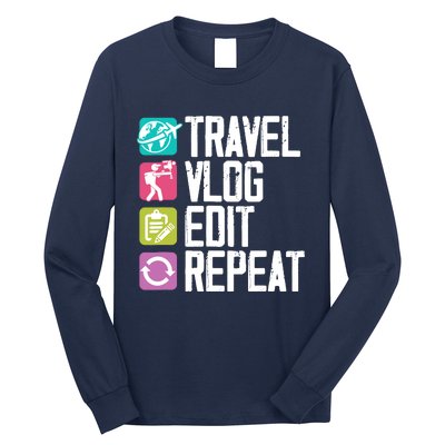 Travel Vlog Edit Vlogger Videographer Video Editor Vlogging Long Sleeve Shirt