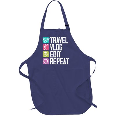 Travel Vlog Edit Vlogger Videographer Video Editor Vlogging Full-Length Apron With Pockets