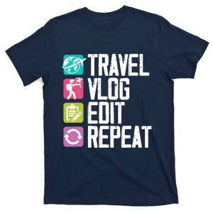 Travel Vlog Edit Vlogger Videographer Video Editor Vlogging T-Shirt