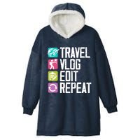 Travel Vlog Edit Vlogger Videographer Video Editor Vlogging Hooded Wearable Blanket