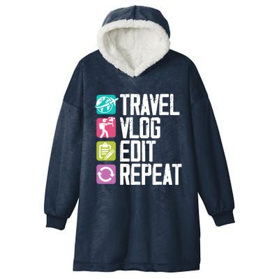 Travel Vlog Edit Vlogger Videographer Video Editor Vlogging Hooded Wearable Blanket