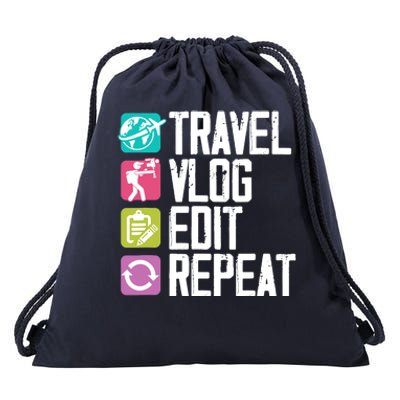 Travel Vlog Edit Vlogger Videographer Video Editor Vlogging Drawstring Bag