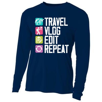 Travel Vlog Edit Vlogger Videographer Video Editor Vlogging Cooling Performance Long Sleeve Crew