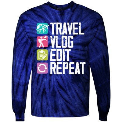 Travel Vlog Edit Vlogger Videographer Video Editor Vlogging Tie-Dye Long Sleeve Shirt